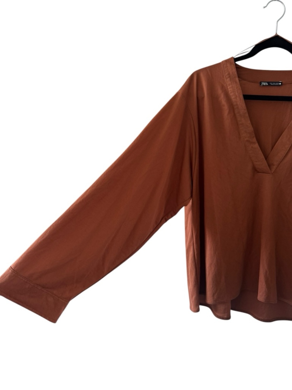 Zara Terracotta V-Neck Long Sleeve Tunic - Picture 4 of 6